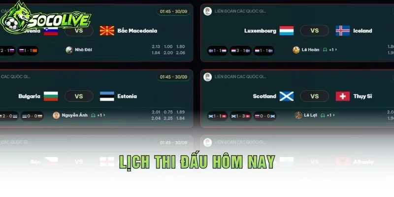 Lịch Thi Đấu Hôm Nay